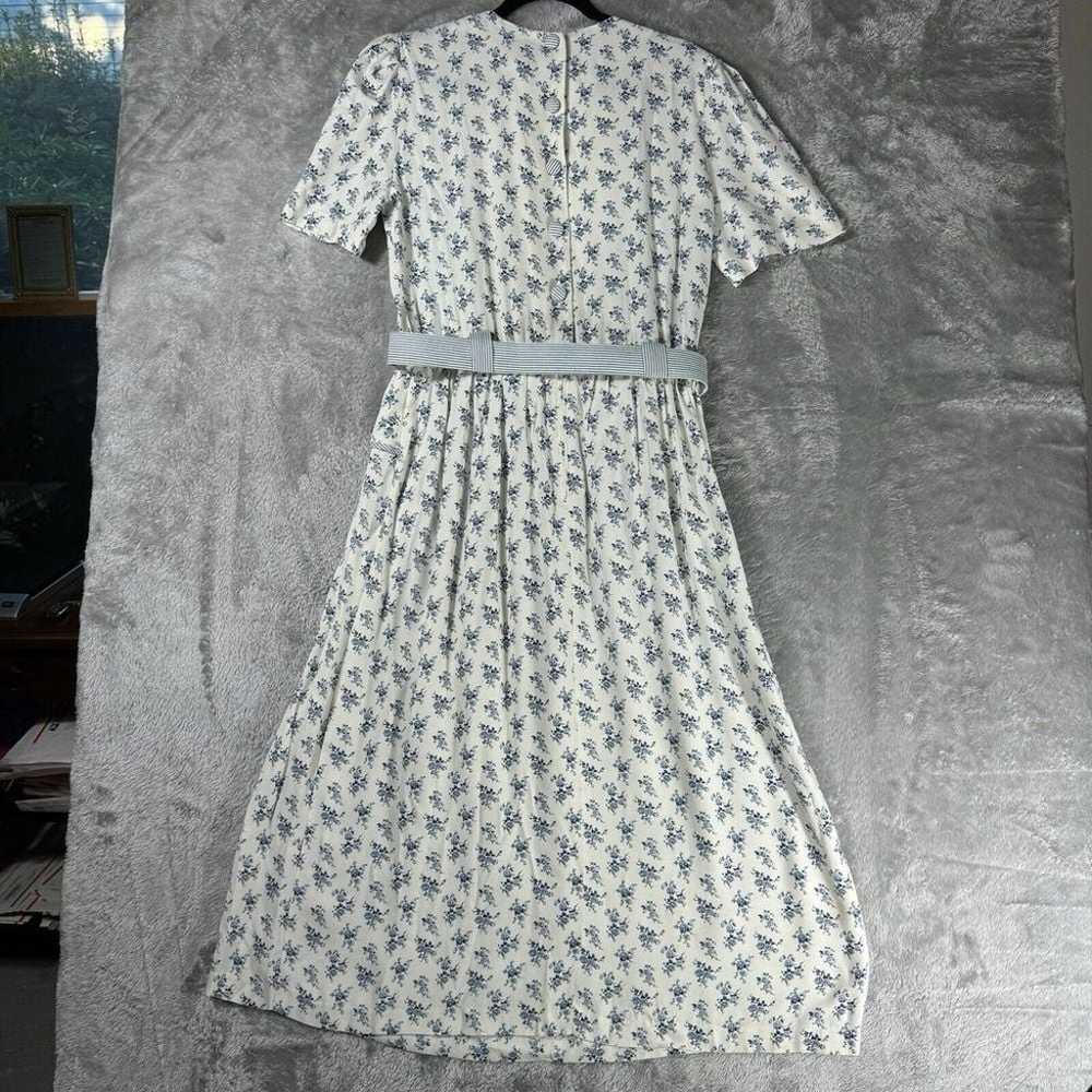 Vtg 80s Jessica Howard Dress 12 White Floral Dain… - image 11