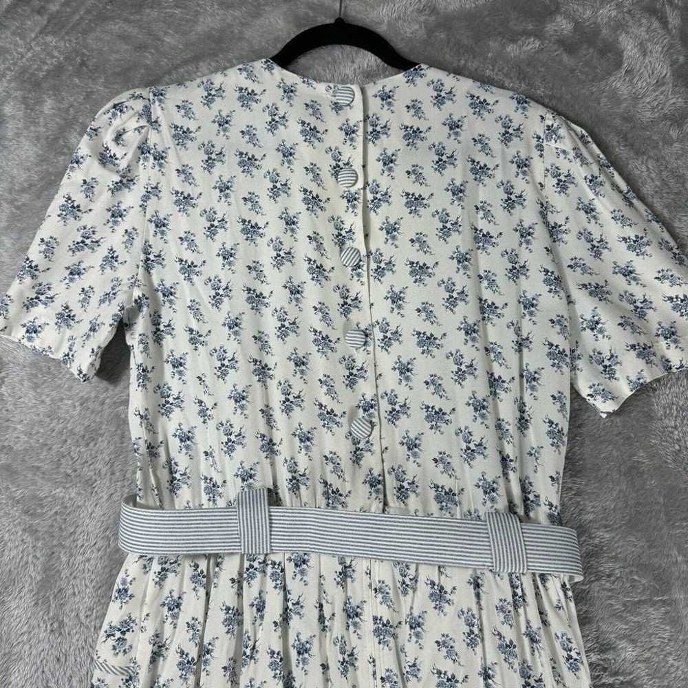 Vtg 80s Jessica Howard Dress 12 White Floral Dain… - image 12