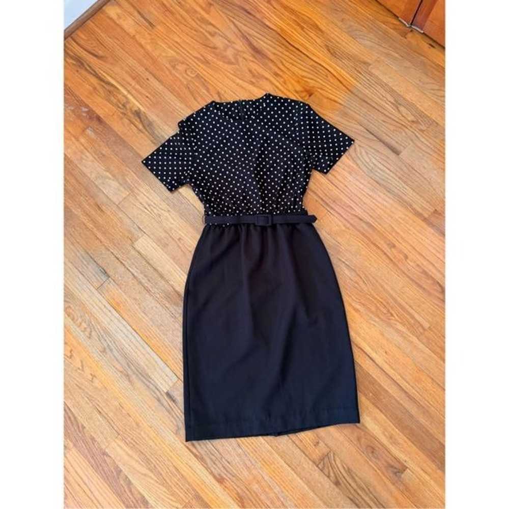 Vintage 70s Black and White Polka Dot Classic Bel… - image 1