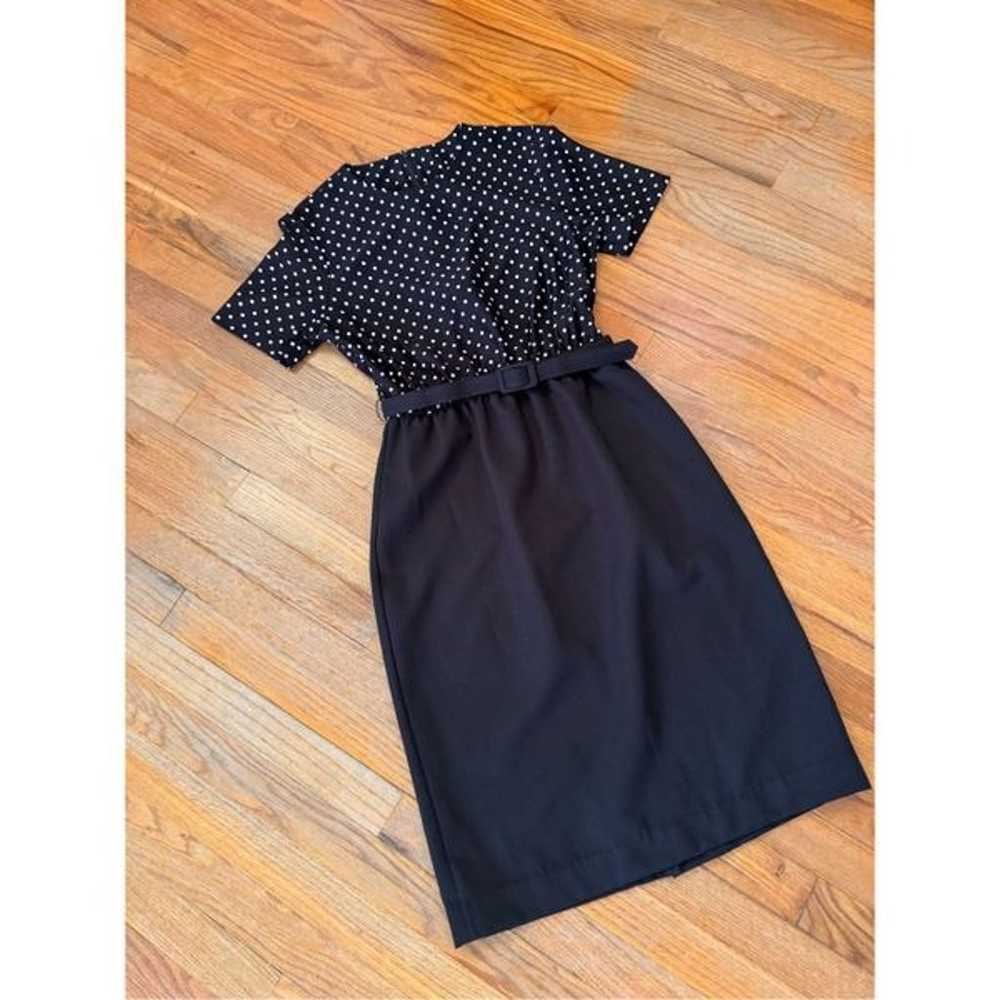 Vintage 70s Black and White Polka Dot Classic Bel… - image 3