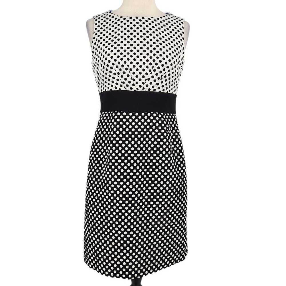 Tahari ASL Contrasting Black White Polka Dot Shea… - image 1