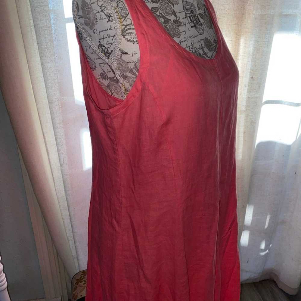 Eileen Fisher Coral Linen Maxi Dress Women’s Size… - image 2