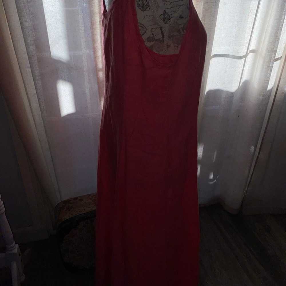 Eileen Fisher Coral Linen Maxi Dress Women’s Size… - image 3