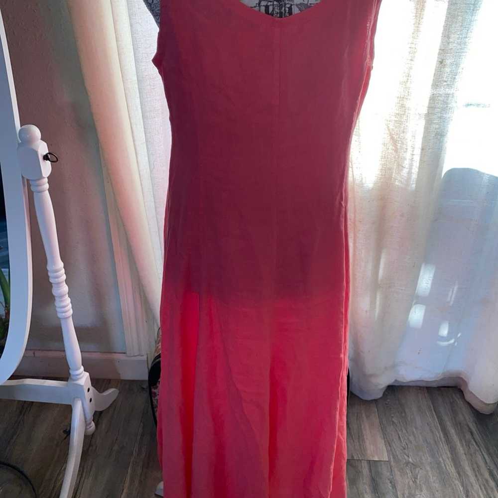 Eileen Fisher Coral Linen Maxi Dress Women’s Size… - image 4