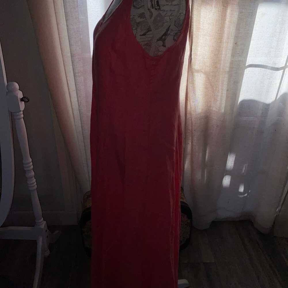 Eileen Fisher Coral Linen Maxi Dress Women’s Size… - image 5