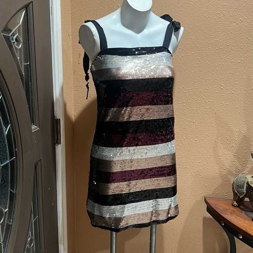 Ali and jay black and gold striped sequin dress - image 2