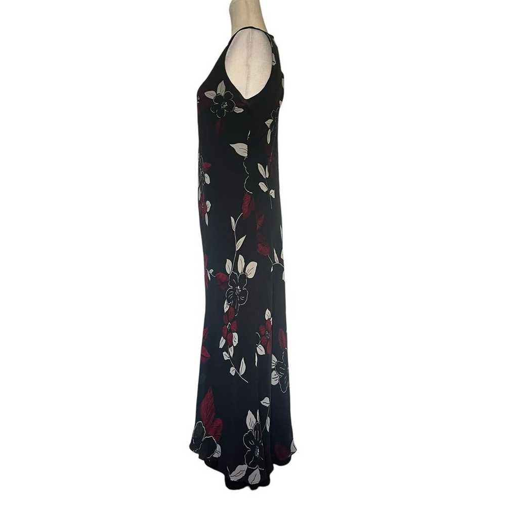 MAGGY LONDON Asymmetric Maxi Dress Sz 12 Black Fa… - image 3