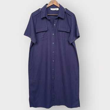 Selene Sport Shift Dress Women 1X Blue Linen Blen… - image 1