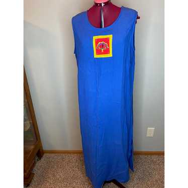 sun dress 1990s blue shell patch - image 1