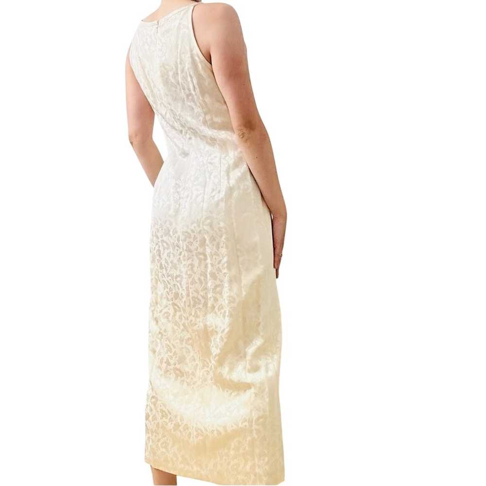 Vintage Dress Long Sheath Cream Floral Cocktail P… - image 2