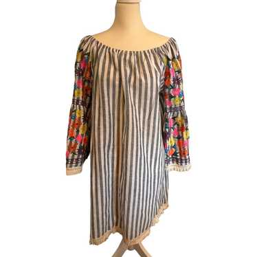 Philosophy Linen Blend Boho Peasant Striped Tunic 