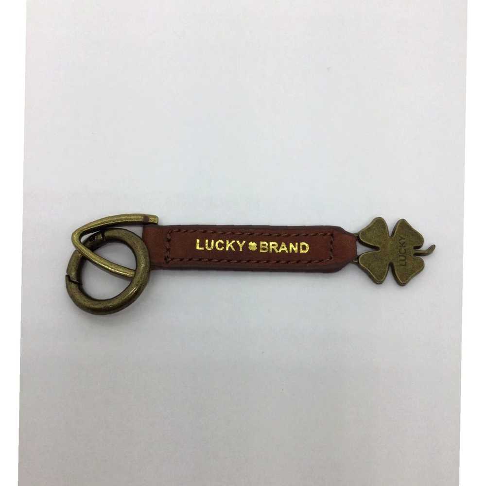 Lucky Brand Brown Leather Keychain with Brass Ton… - image 1