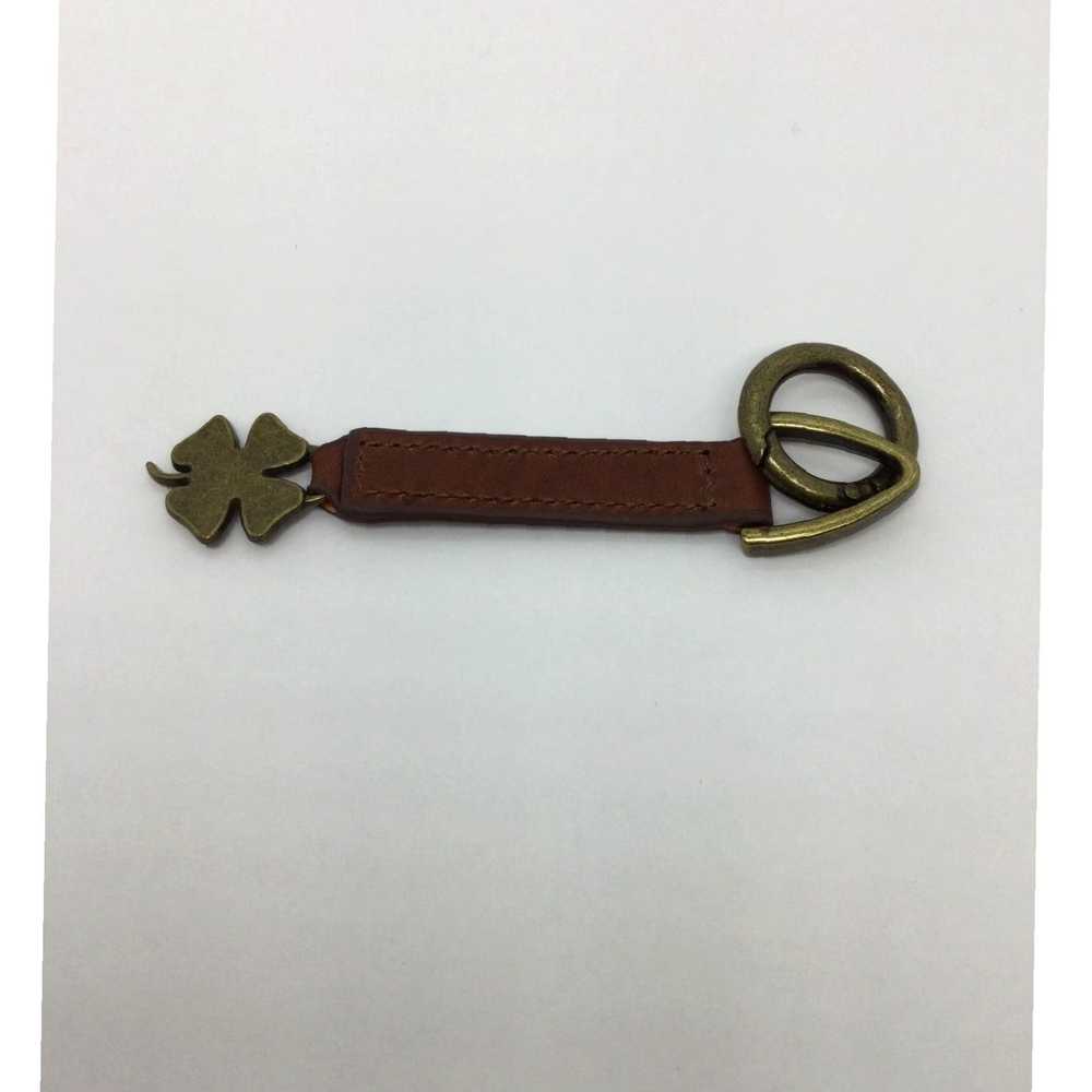 Lucky Brand Brown Leather Keychain with Brass Ton… - image 2