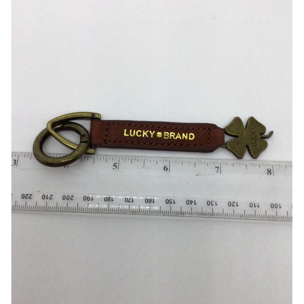 Lucky Brand Brown Leather Keychain with Brass Ton… - image 3