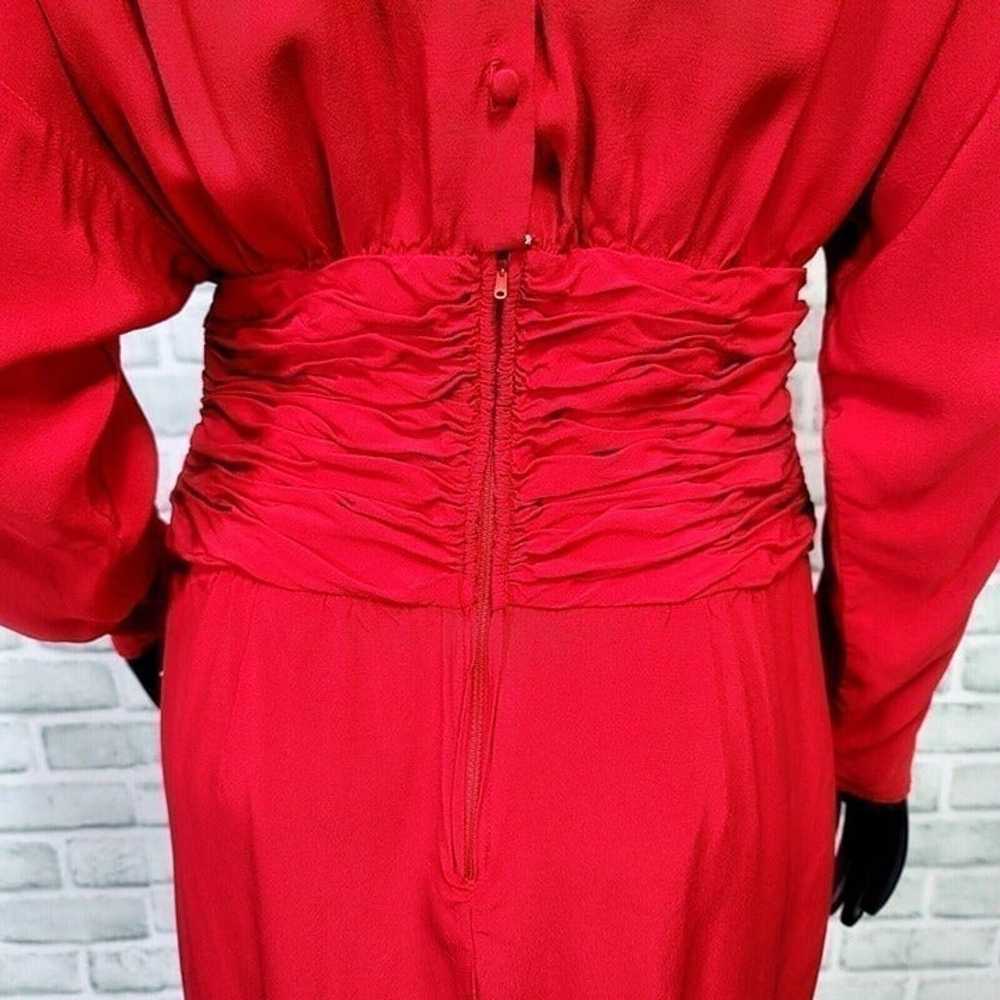 Vintage 90s Maggy London Womens M/L Red Batwing S… - image 9