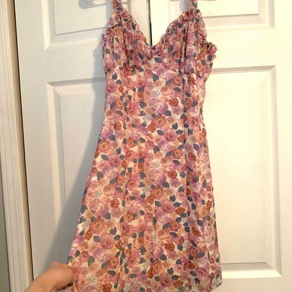 Floral Ruffle Mini Dress Size Large - image 4