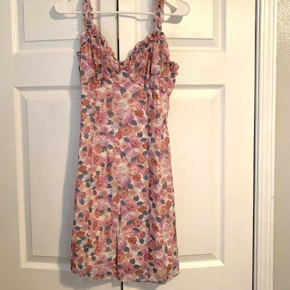 Floral Ruffle Mini Dress Size Large - image 8