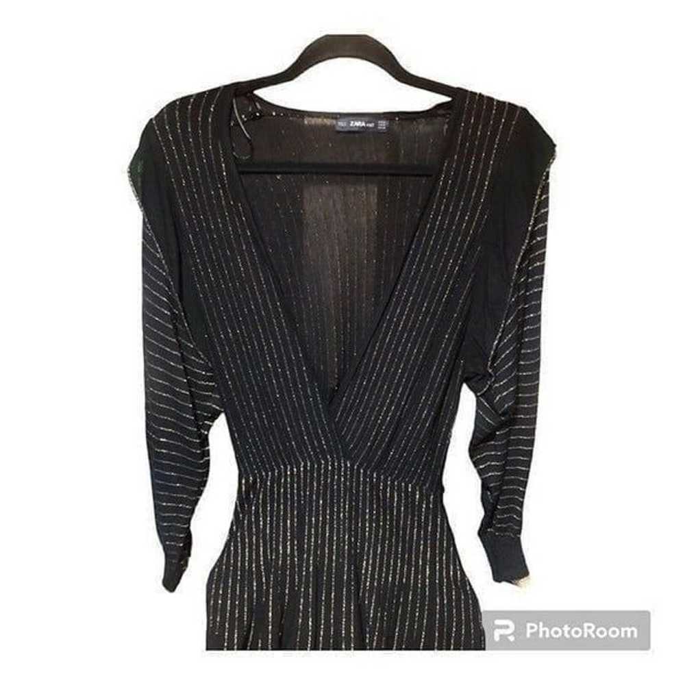 Zara Black Gold Shimmer Threaded Midi Dress - image 2