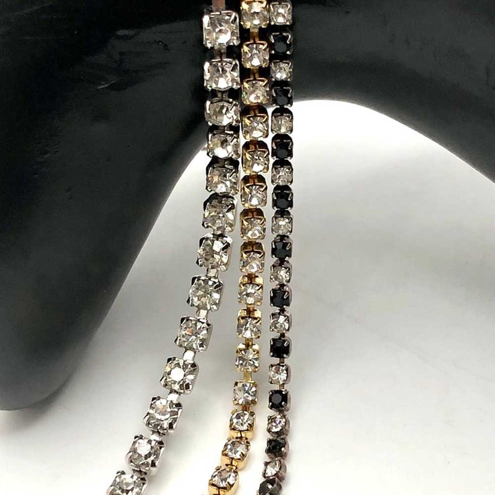 Lot of 3 Vintage Pronged Rhinestones Tennis Brace… - image 2