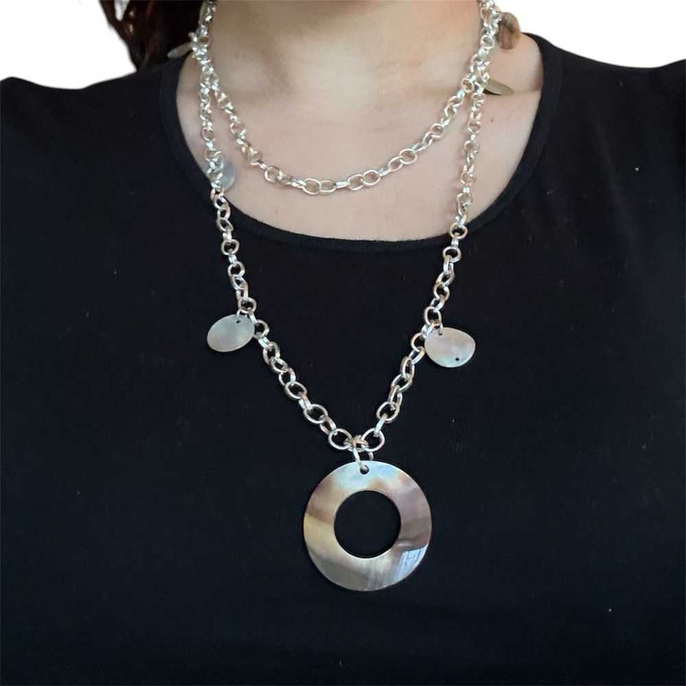 handmade mother of pearl stone necklace - image 2