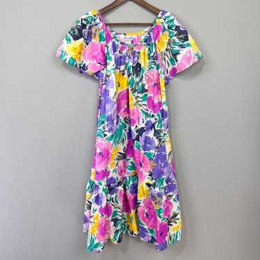 Vintage Donna Beth Floral Midi Dress Sz Large Max… - image 1