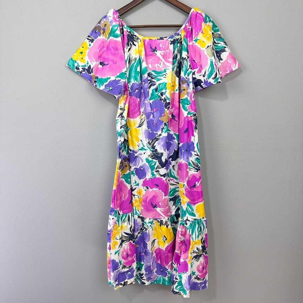 Vintage Donna Beth Floral Midi Dress Sz Large Max… - image 8