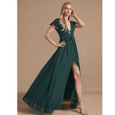 SHEIN Green Plunging  Maxi Dress S