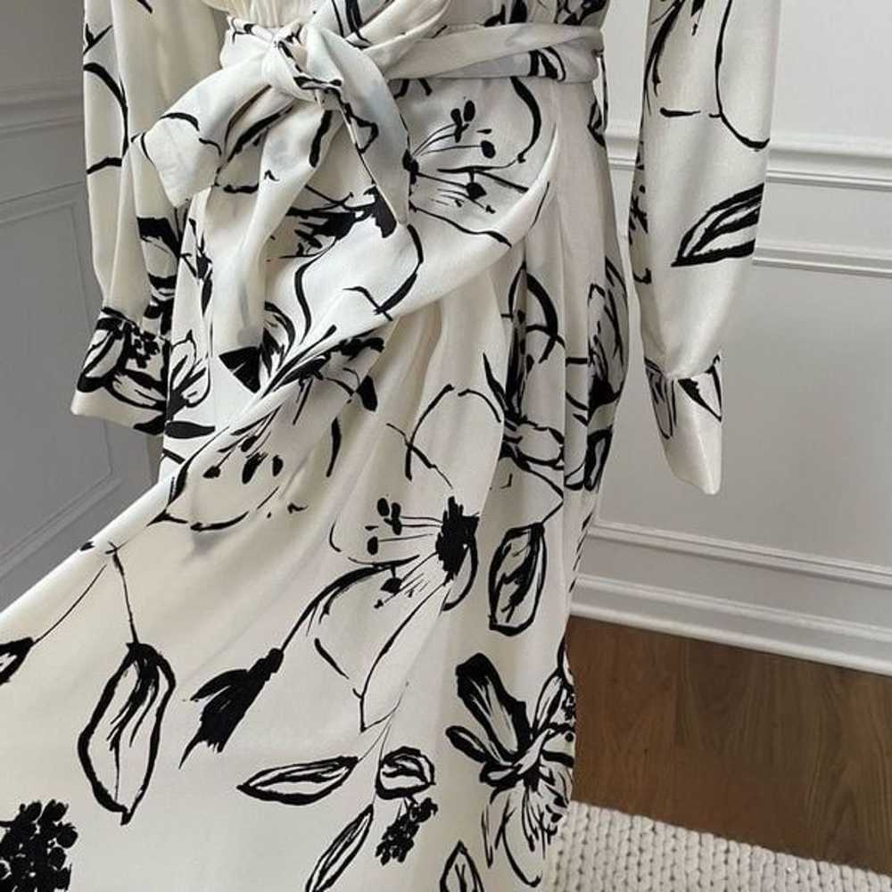 Zara Black Ivory Print Shirt Dress Midi Length M - image 5