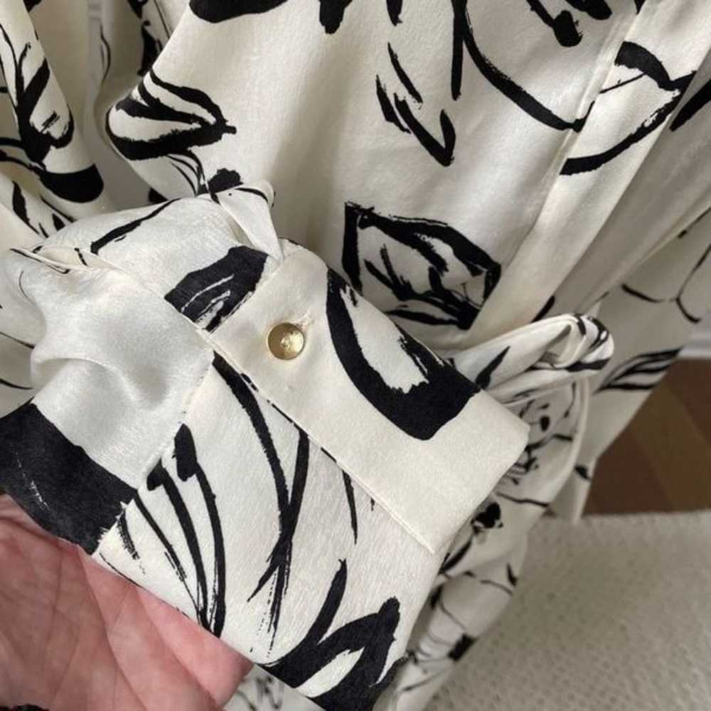 Zara Black Ivory Print Shirt Dress Midi Length M - image 7