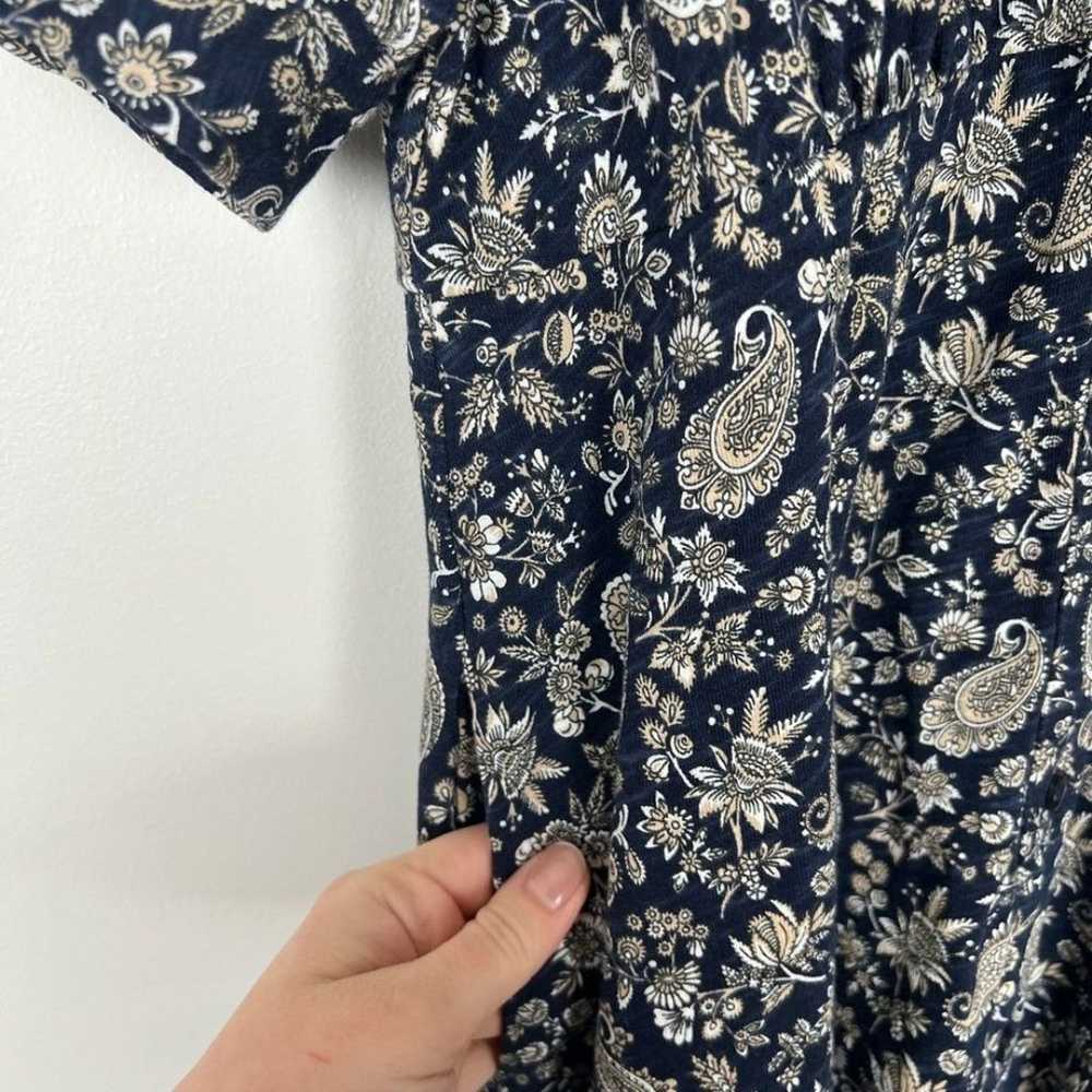 Boden Button Jersey Mini Tea Floral Paisley Puff … - image 12