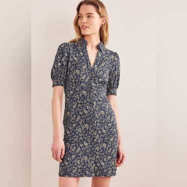 Boden Button Jersey Mini Tea Floral Paisley Puff … - image 1