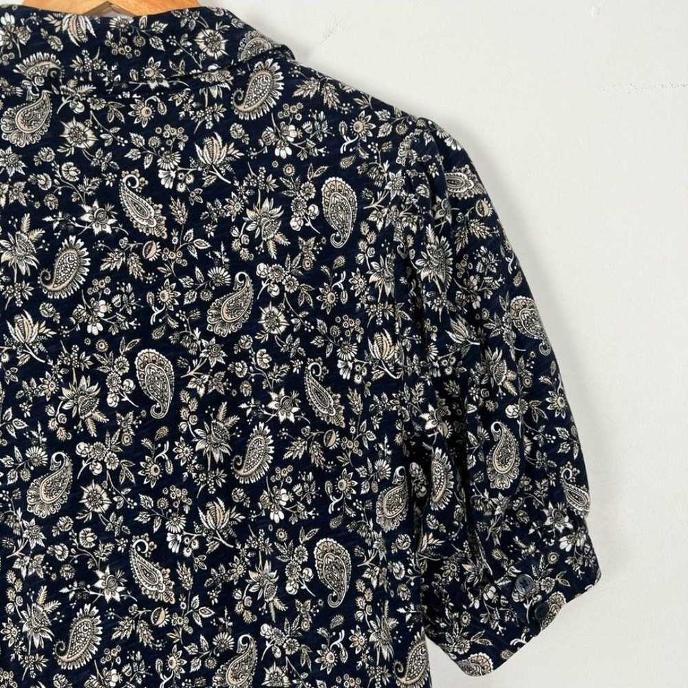 Boden Button Jersey Mini Tea Floral Paisley Puff … - image 9