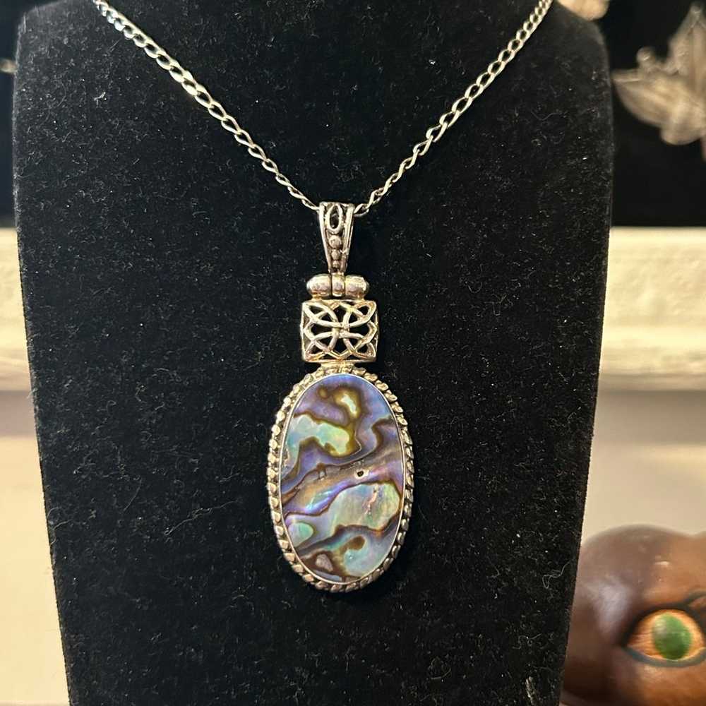 925 sterling, Abalone necklace - image 2