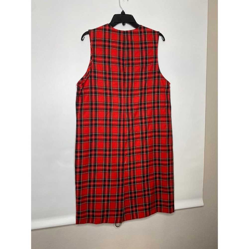 Vintage 90s 1990s red black white plaid zip up dr… - image 5