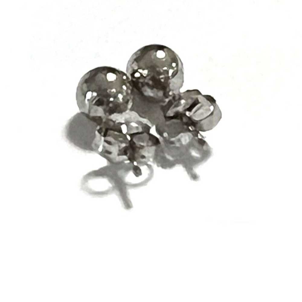 Vintage Signed 14K White Gold Ball Stud Pierced E… - image 2