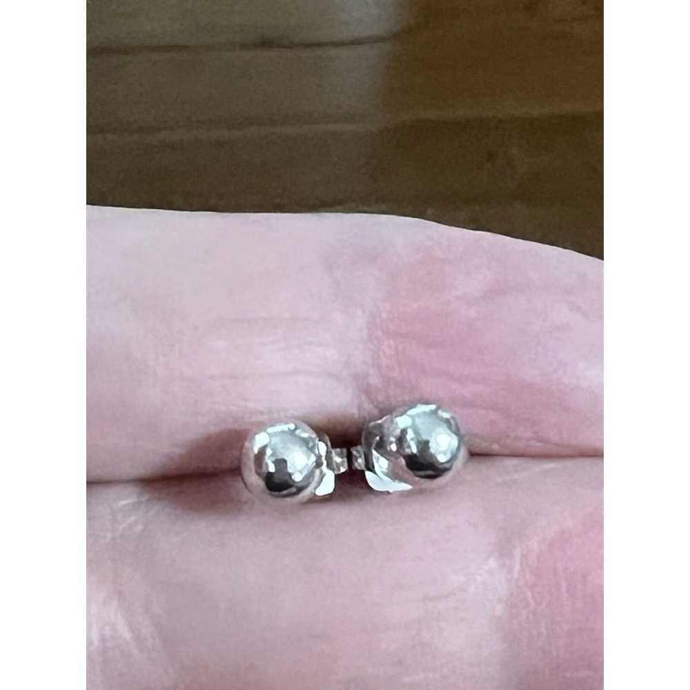 Vintage Signed 14K White Gold Ball Stud Pierced E… - image 3