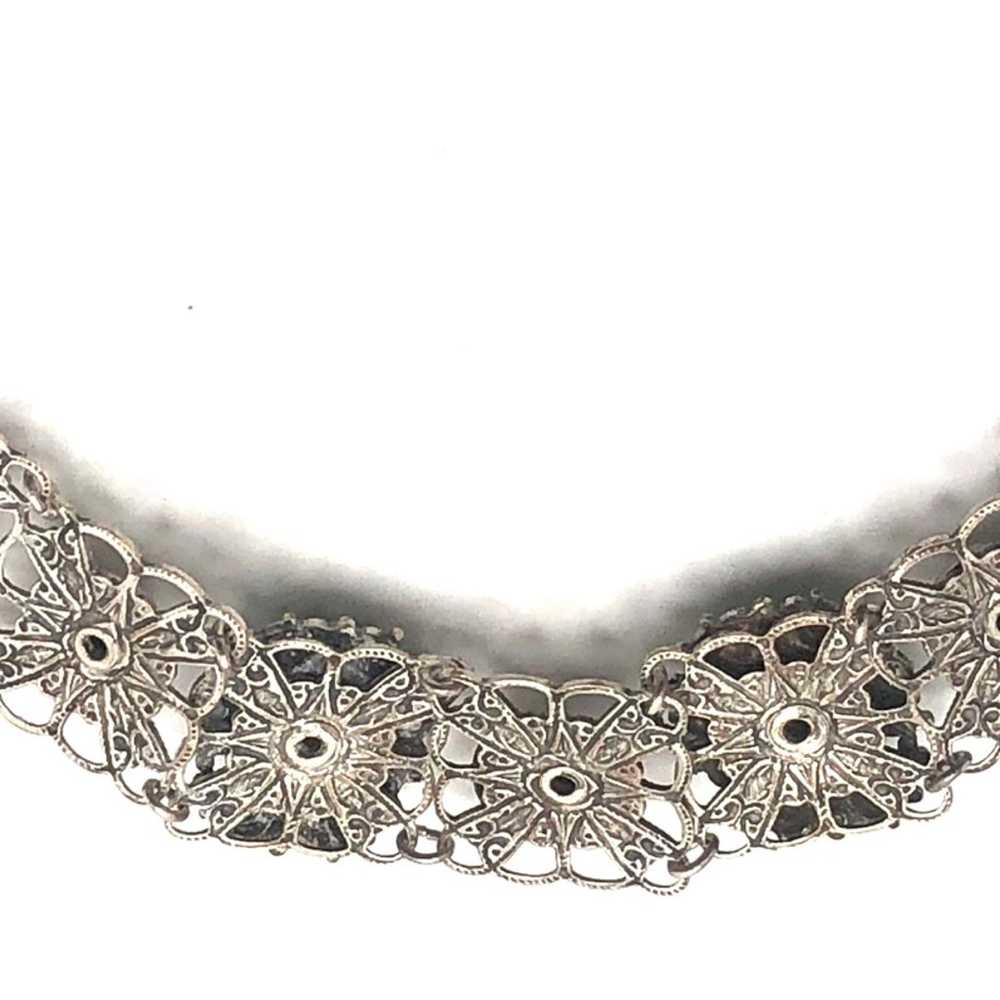 1930’s Carved Peking Glass Silver Filigree Bracel… - image 5