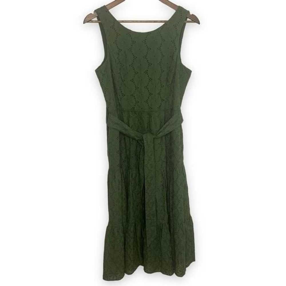 Tahari ASL Green Sleeveless Cotton Eyelet Embroid… - image 1