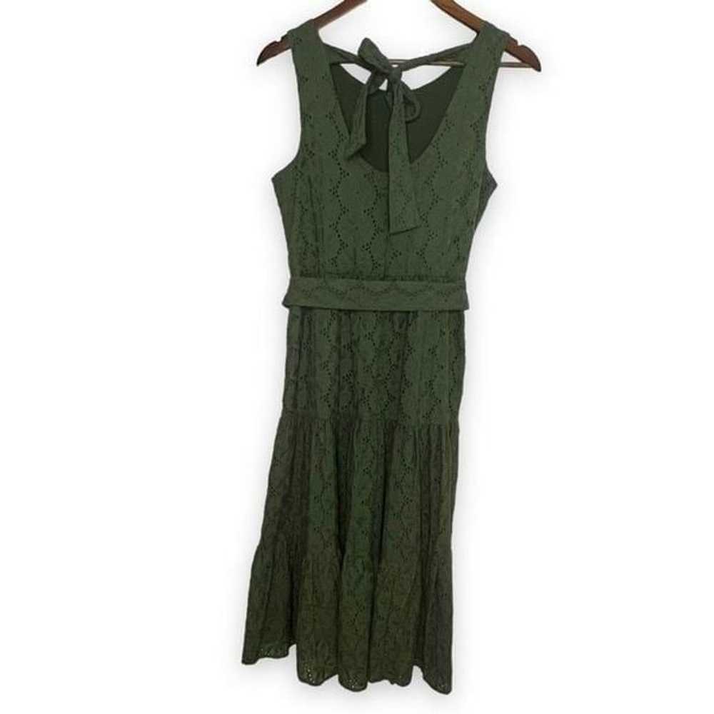 Tahari ASL Green Sleeveless Cotton Eyelet Embroid… - image 2