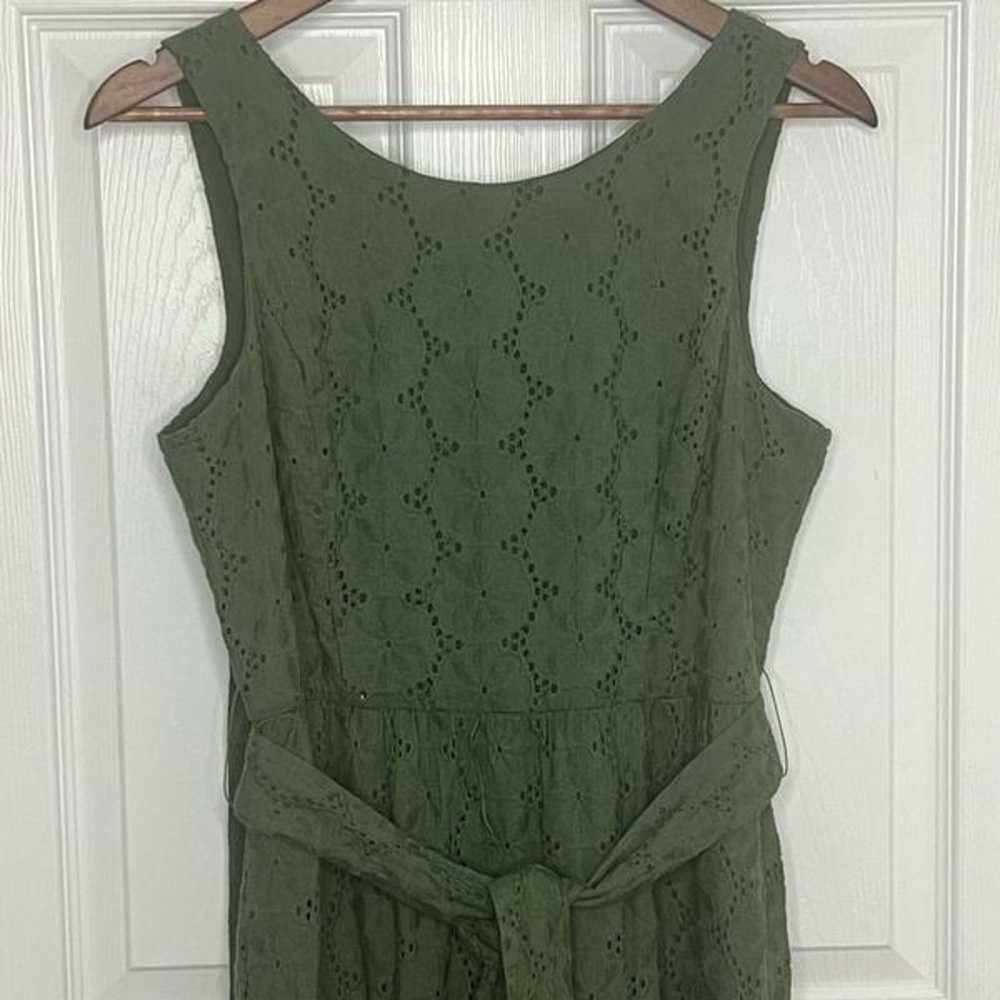 Tahari ASL Green Sleeveless Cotton Eyelet Embroid… - image 3