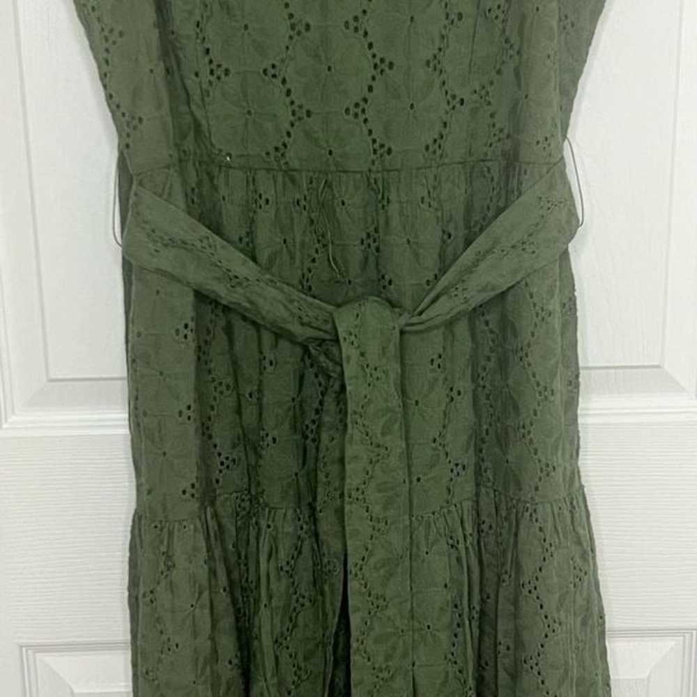 Tahari ASL Green Sleeveless Cotton Eyelet Embroid… - image 6