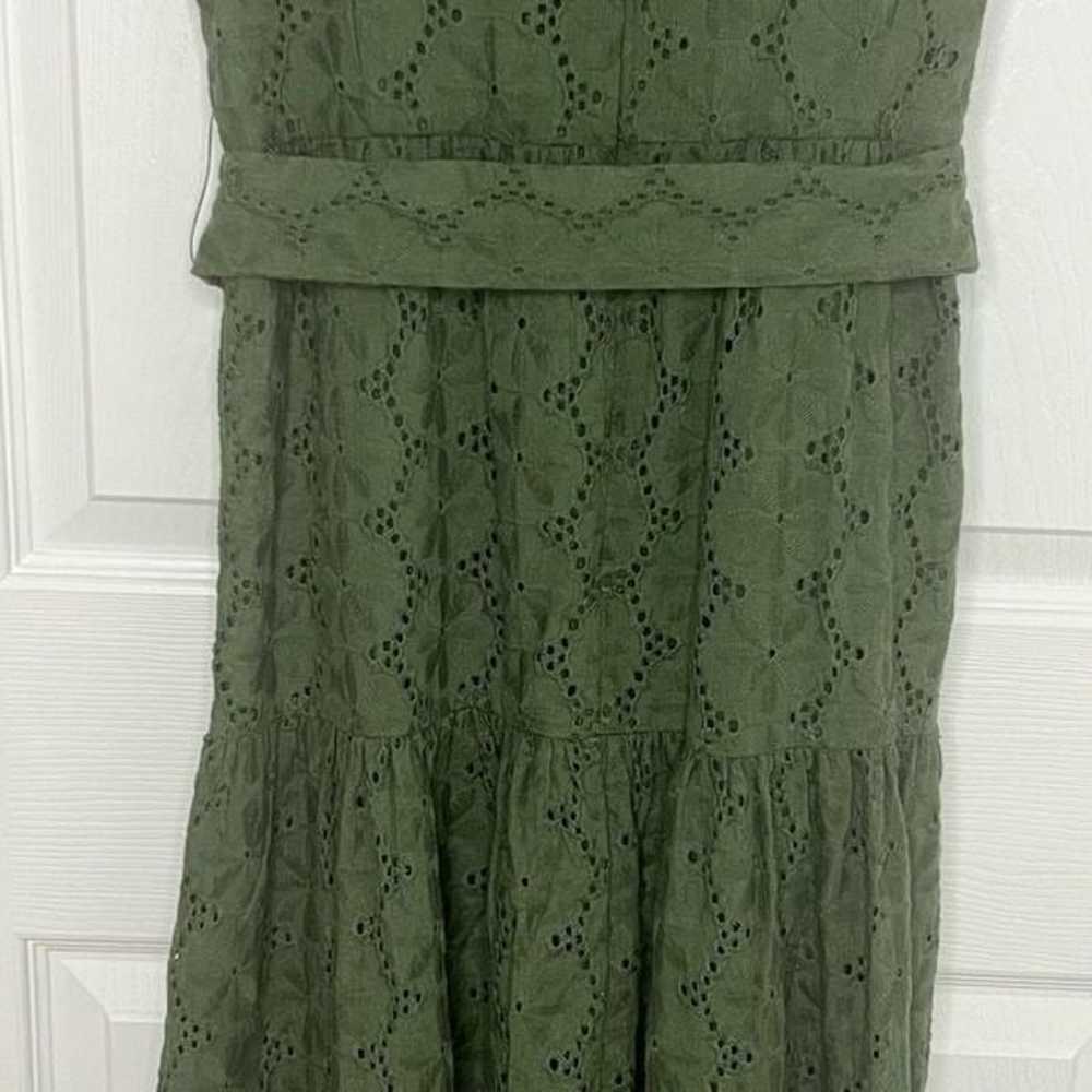 Tahari ASL Green Sleeveless Cotton Eyelet Embroid… - image 8