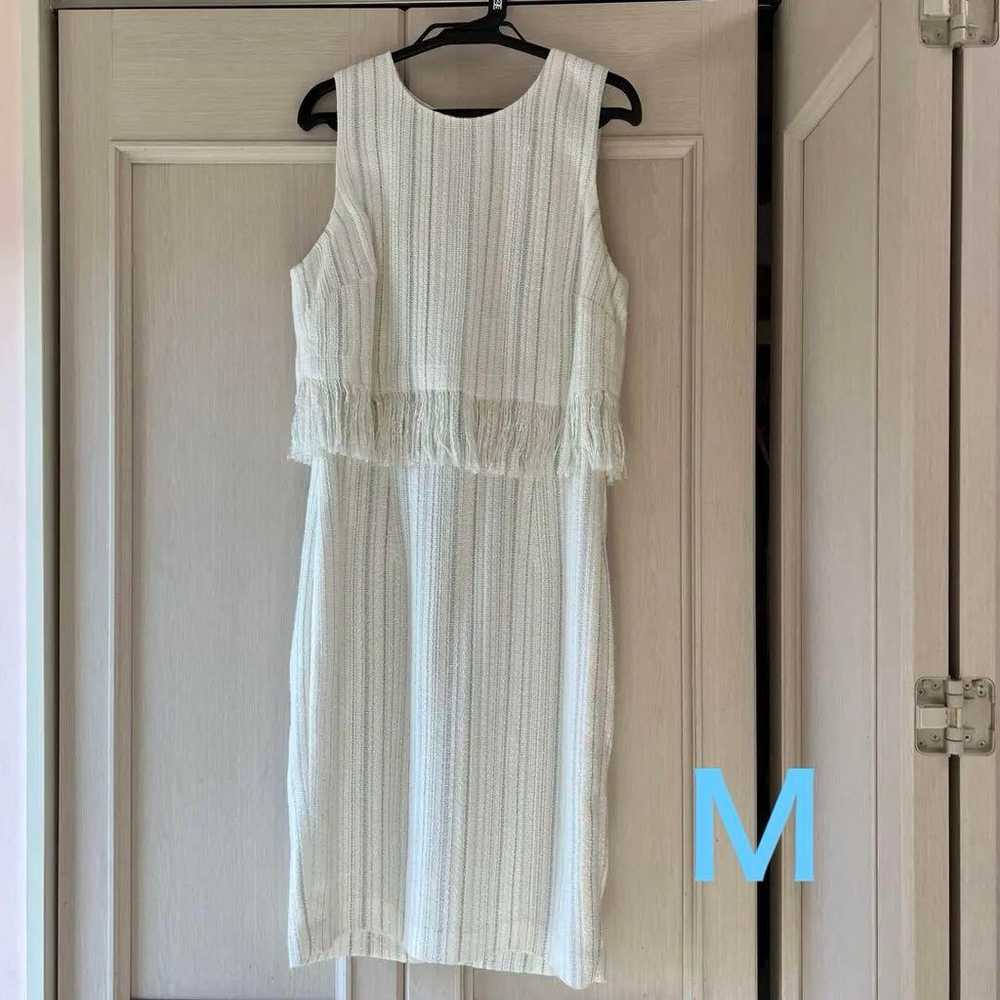 Karl Lagerfeld White Sleeveless Fringe Dress - image 1