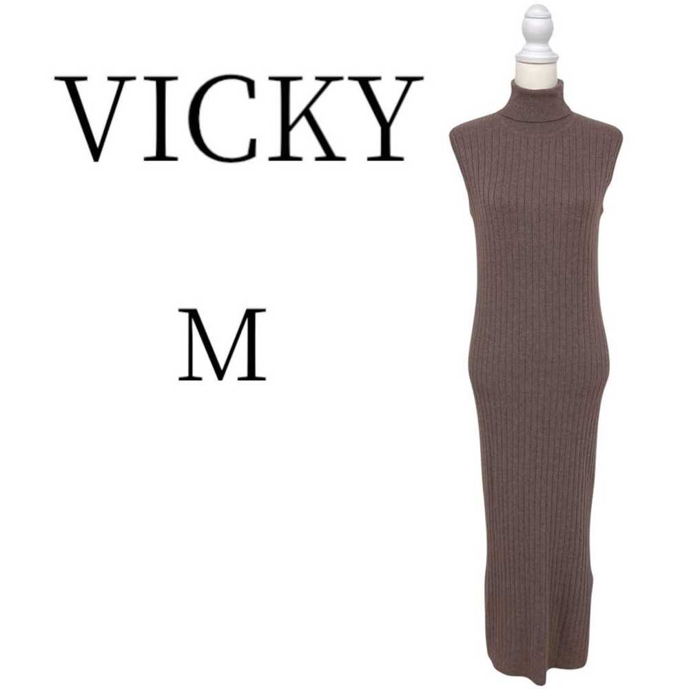 VICKY Brown Long Knit Dress M - image 1