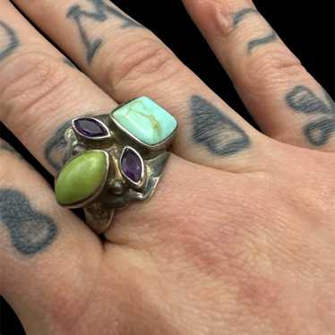 Vintage Jay King Mine Fines Turquoise Amethyst Rin