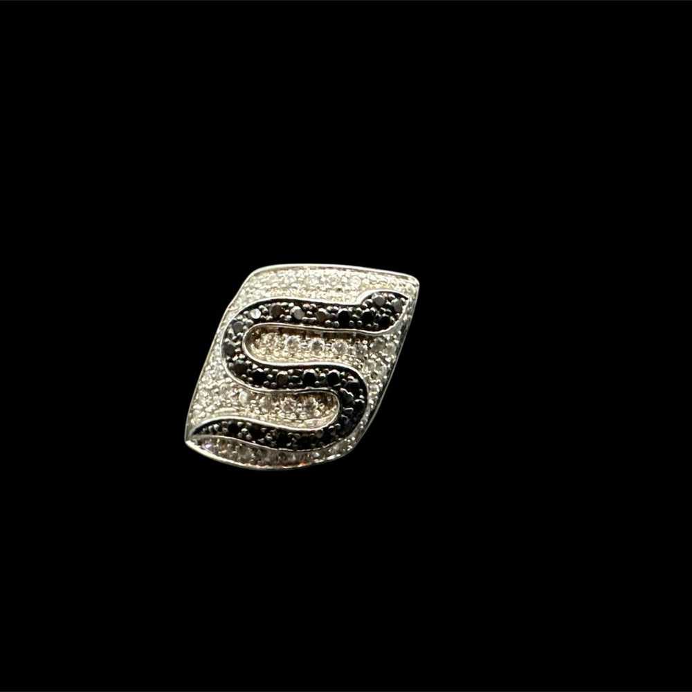 Vintage Sterling Black Diamond CZ Snake Statement… - image 3