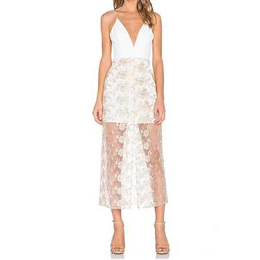 NBD Revolve White Gold Embroidered Midi Dress Siz… - image 1