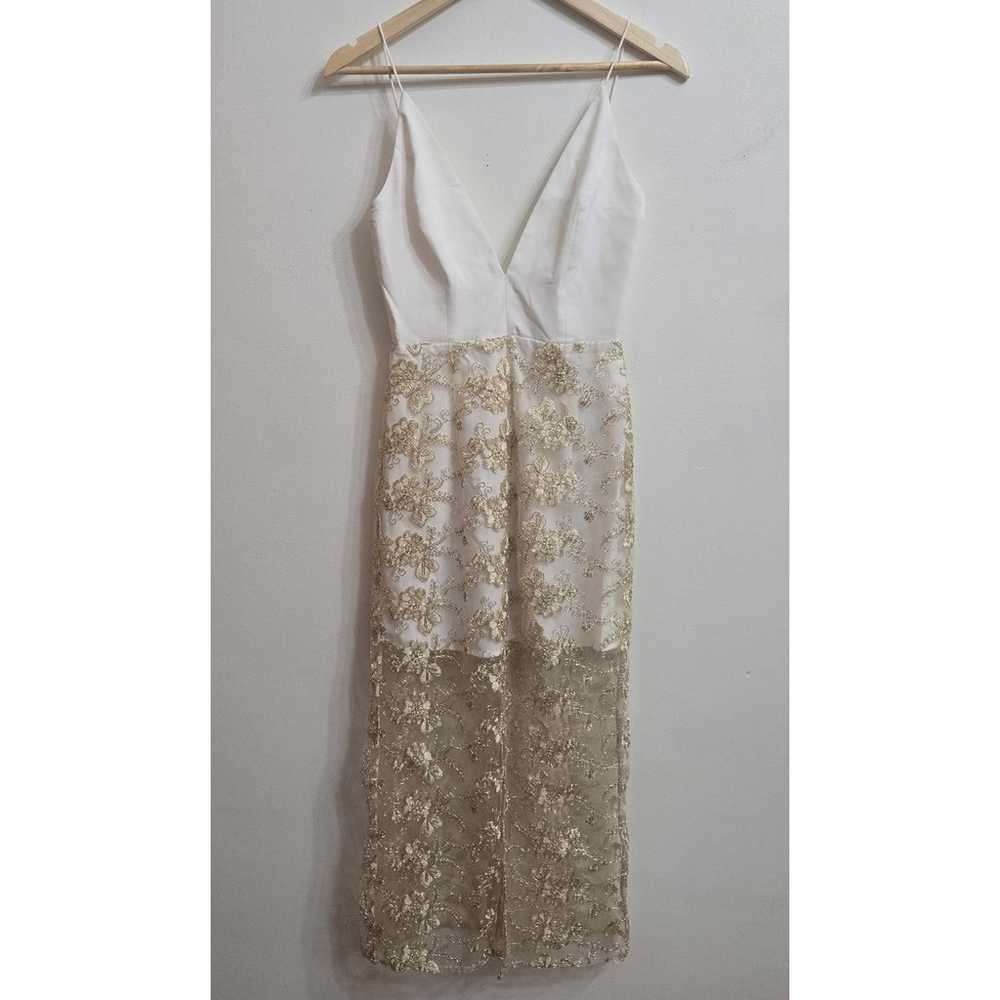 NBD Revolve White Gold Embroidered Midi Dress Siz… - image 2