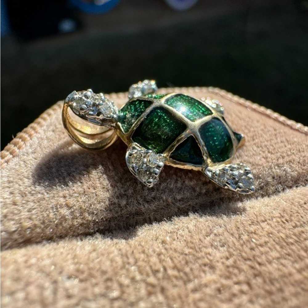 solid 10k gold genuine diamond hawaii turtle pend… - image 3