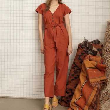 Madewell Linen-Cotton Pleat-Sleeve Jumpsuit